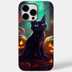 Halloween Tuxedo Cat With Pumpkins Scary Case-Mate iPhone 14 Pro Max Case