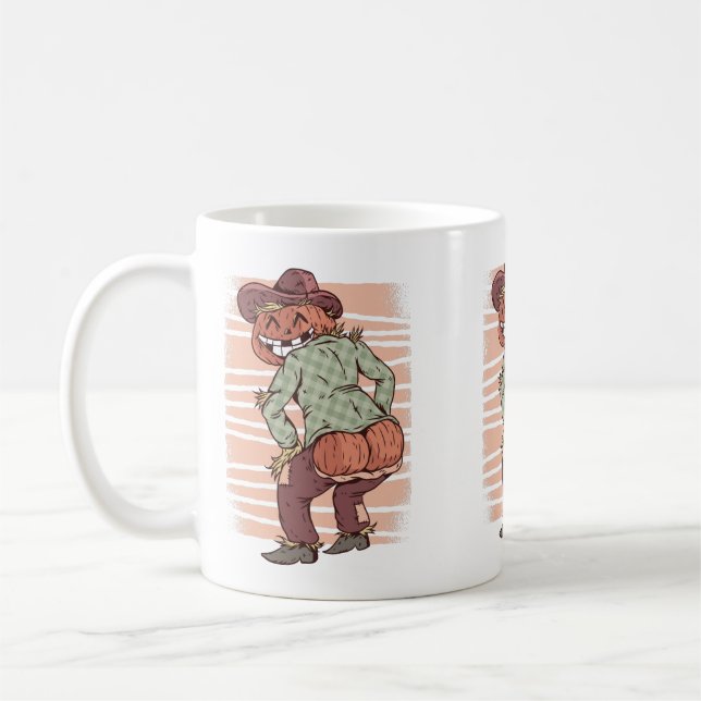 halloween twerking scarecrow pumpkin twerk funny coffee mug (Left)