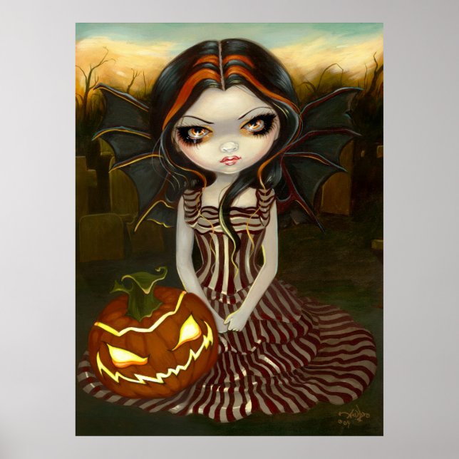 Halloween Twilight gothic fairy pumpkin Art Print (Front)