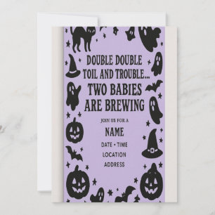 Halloween Twin Baby Shower Invitation