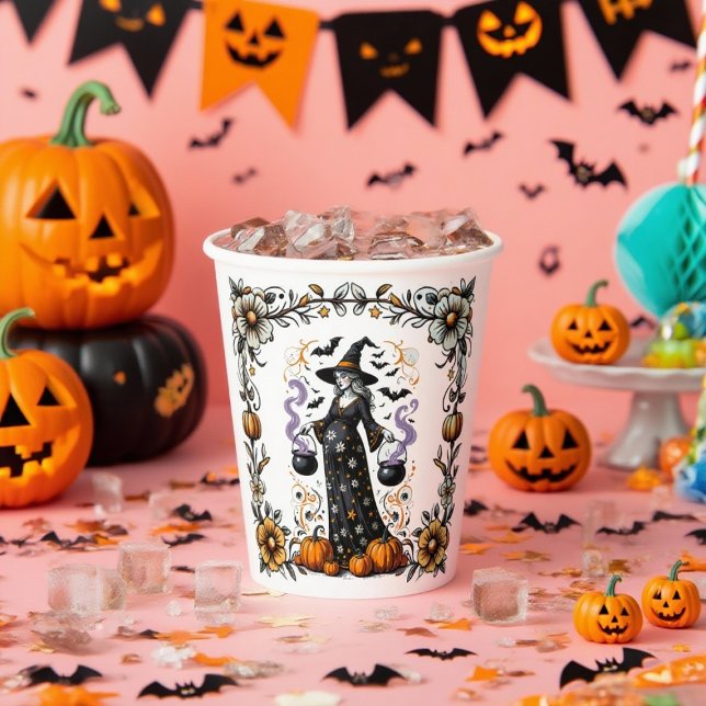 Halloween Twins Baby Shower  Pregnant Witch Paper Cups (Creator Uploaded)