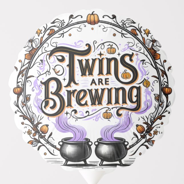 Halloween Twins Baby Shower – Twins are Brewing Balloon (Front)