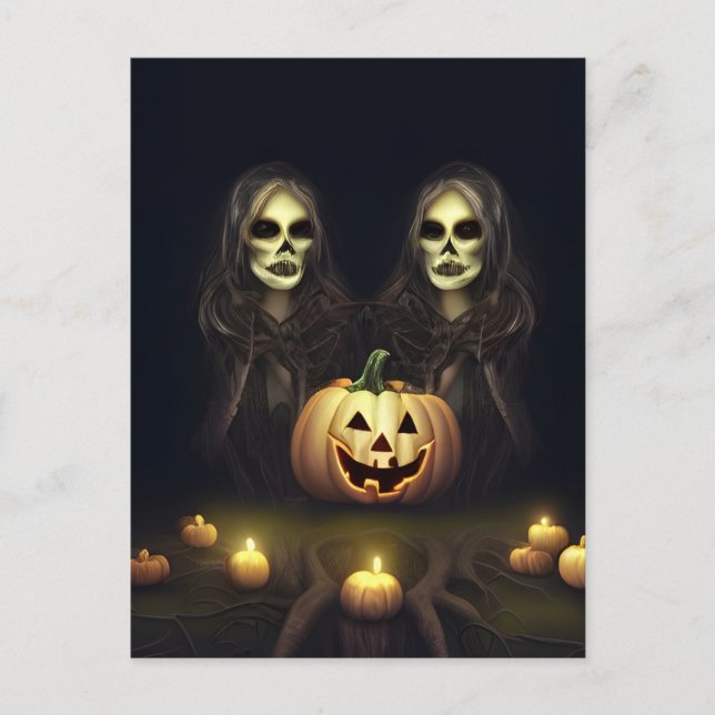 Halloween Twins Postcard (Front)