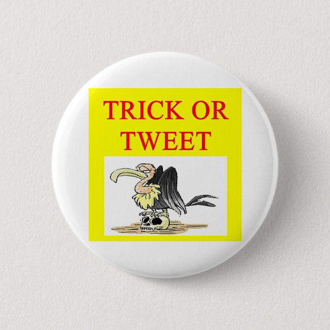 halloween twitter tweet joke pinback button (Front)