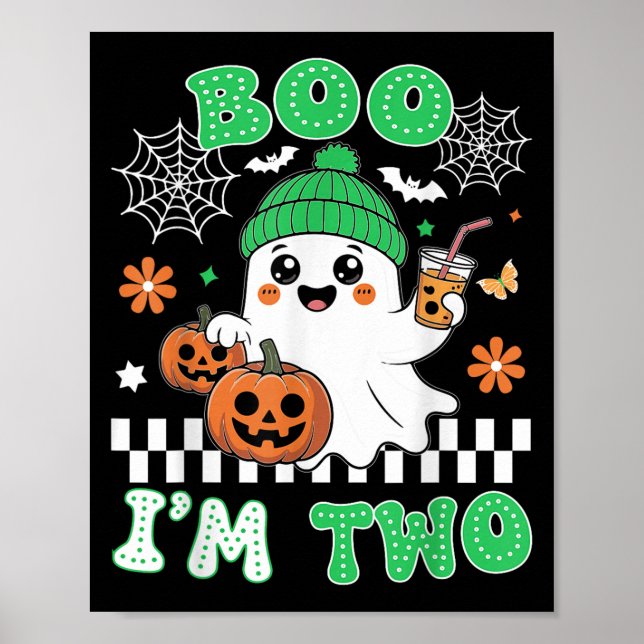 Halloween Two Birthday Boo Im Two Groovy Birthday  Poster (Front)