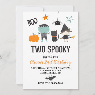 Halloween Two Spooky Kids Birthday Invitation