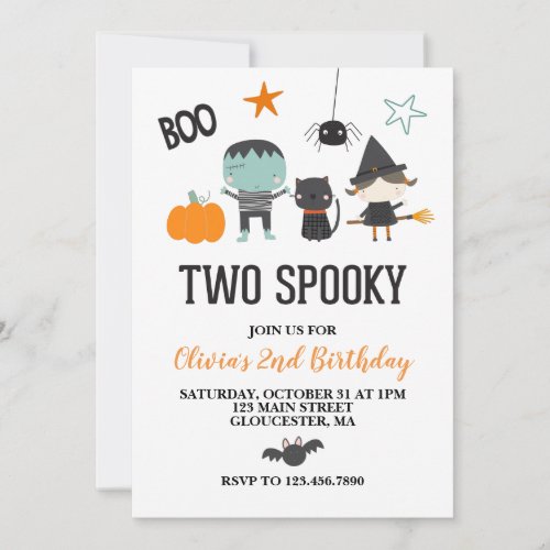 Halloween Two Spooky Kids Birthday  Invitation