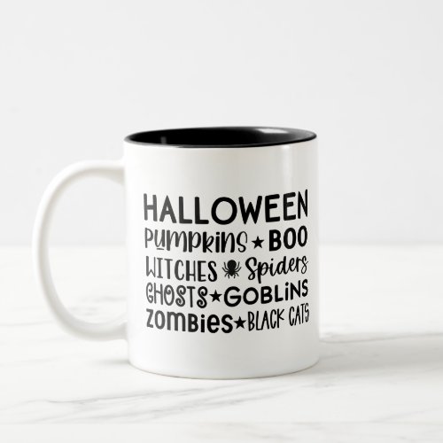 Halloween Typography Black and White Coffee Mug 