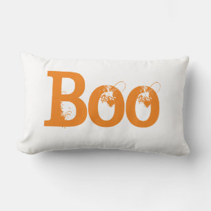 Halloween typography boo lumbar pillow