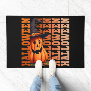 Halloween typography cool funny pumpkin gift ideas doormat