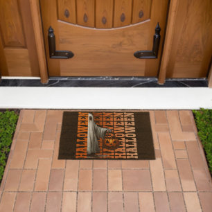 Halloween typography cool ghost pumpkin gift ideas fiber doormat