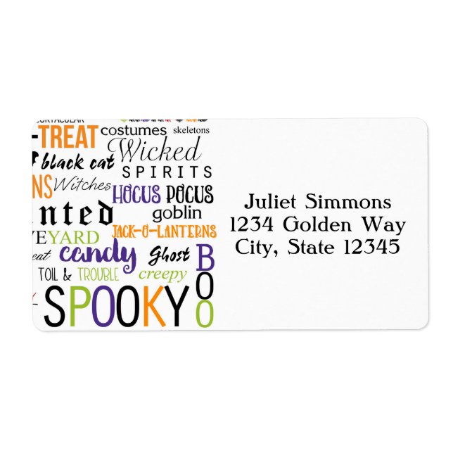 Halloween Typography Fun Party Favor Sticker Label (Front)