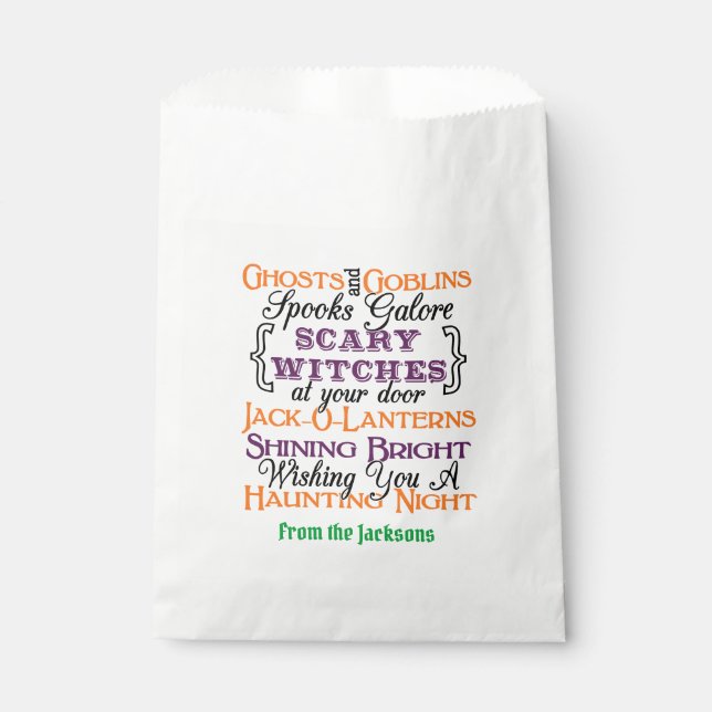 Halloween Typography Goodie Bag- Halloween Saying Favor Bag (Front)