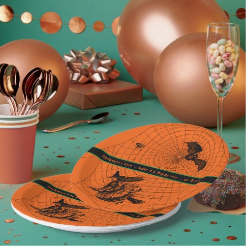 Halloween Typography Witch Spider Scary Fun Cool  Paper Plates