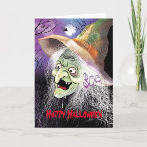 Halloween Ugly Scary Witch Card