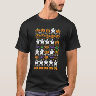 Halloween Ugly Sweater Pixel Ghost Pattern Spooky 