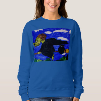 HALLOWEEN UGLY WITCH ON HER BROOM SWEATSHIRT