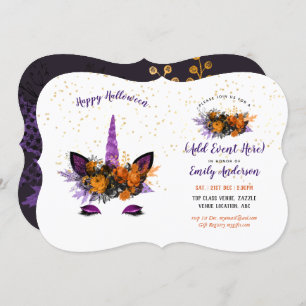 Halloween Unicorn Face Invitations ANY EVENT
