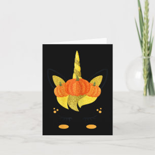 Halloween Unicorn Face Thanksgiving Pumpkins Girls Card