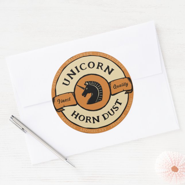  halloween unicorn lable classic round sticker (Envelope)