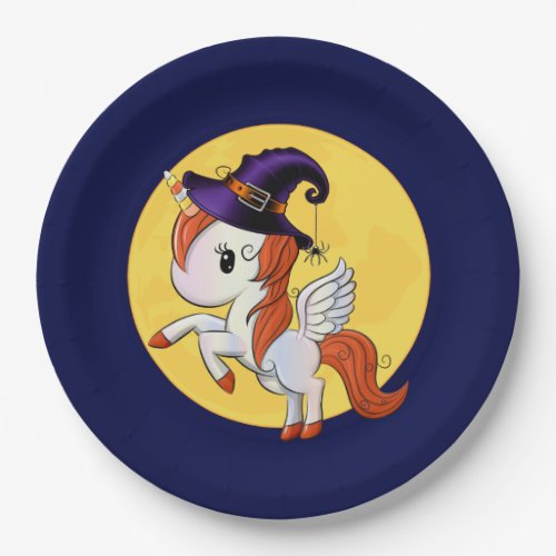 Halloween Unicorn Pegasus Witch Paper Plates