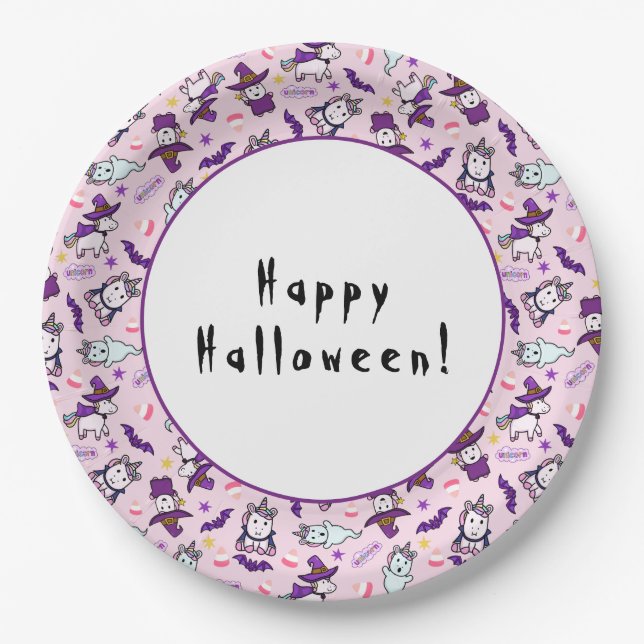 Halloween Unicorns Paper Plates (Front)