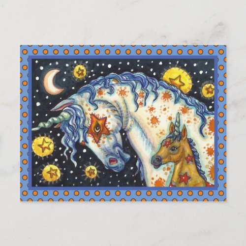 HALLOWEEN UNICORNS STAR HORSE  COLT FANTASY POSTCARD