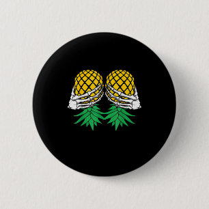 Halloween Upside Down Pineapple Swinger Skeleton Button