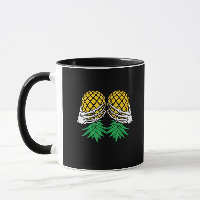 Halloween Upside Down Pineapple Swinger Skeleton Mug (Left)