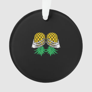 Halloween Upside Down Pineapple Swinger Skeleton Ornament