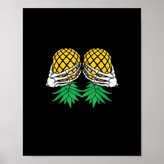 Halloween Upside Down Pineapple Swinger Skeleton Poster (Front)