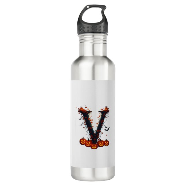 Halloween V Pumpkins Stainless Steel Water Bottle (Front)