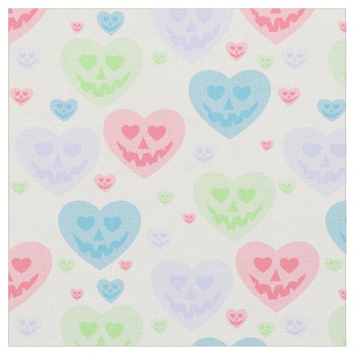 halloween valentine pastel goth creepy hearts  fabric