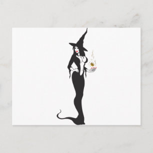 halloween vamp witch postcard