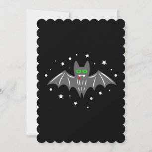 halloween vampire bat fangs creepy stars invitation