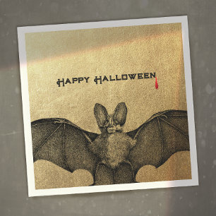 Halloween Vampire Bat Gold Napkins