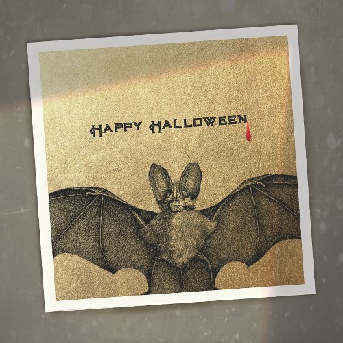 Halloween Vampire Bat  Gold Napkins