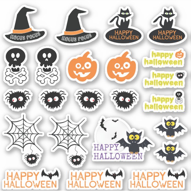 Halloween Vampire Bat Witch Hat Spider Web Skull  Sticker (Front)