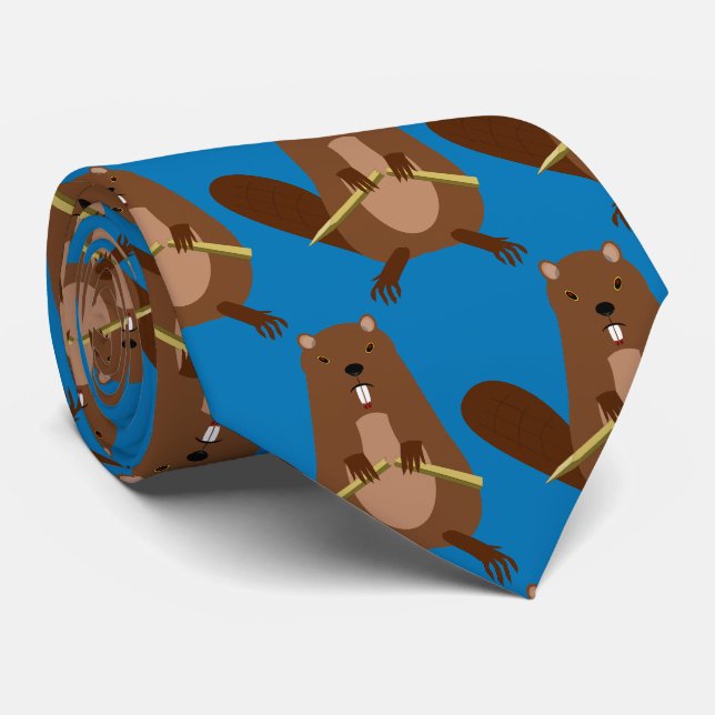 Halloween Vampire Beaver Patterned Neck Tie (Rolled)