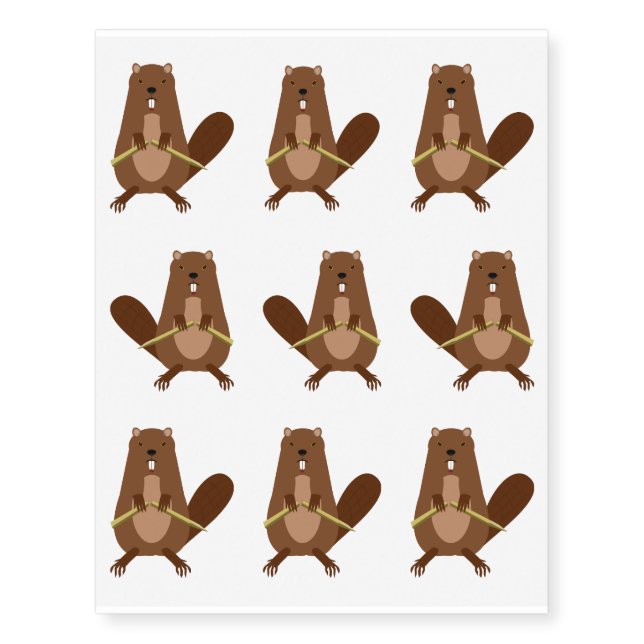 Halloween Vampire Beaver Temporary Tattoos (Front)