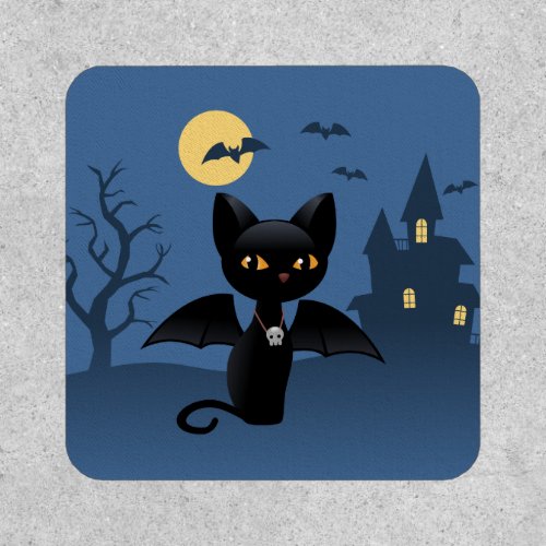 Halloween Vampire Black Cat with Wings Patch