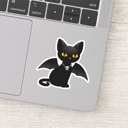 Halloween Vampire Black Cat with Wings Sticker