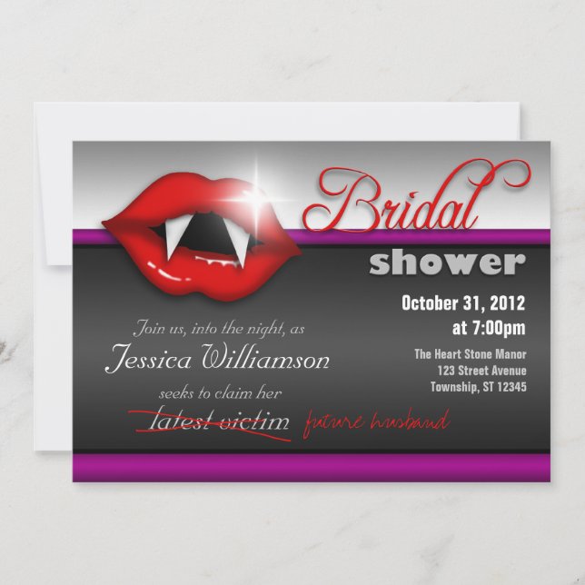 Halloween Vampire Bridal Shower Invitations (Front)
