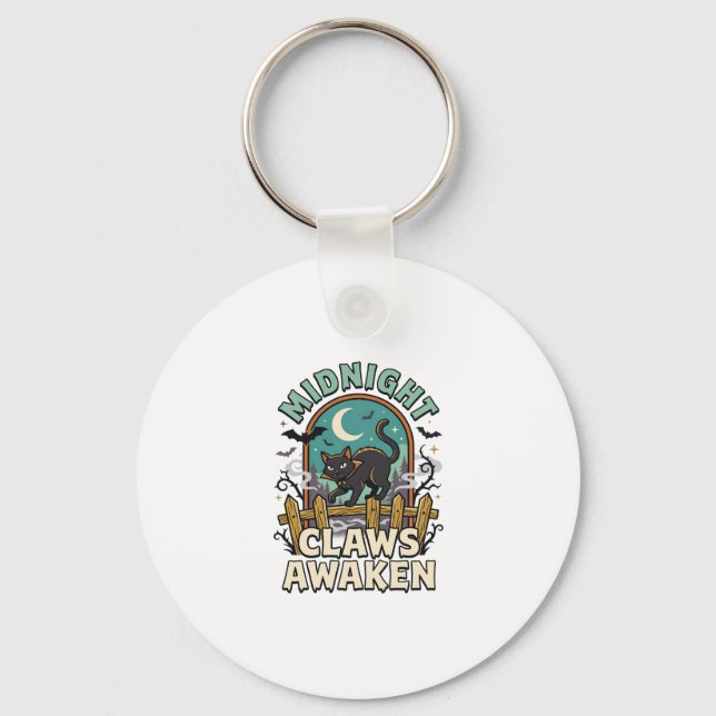 Halloween Vampire Cat Midnight Mischief Keychain (Front)