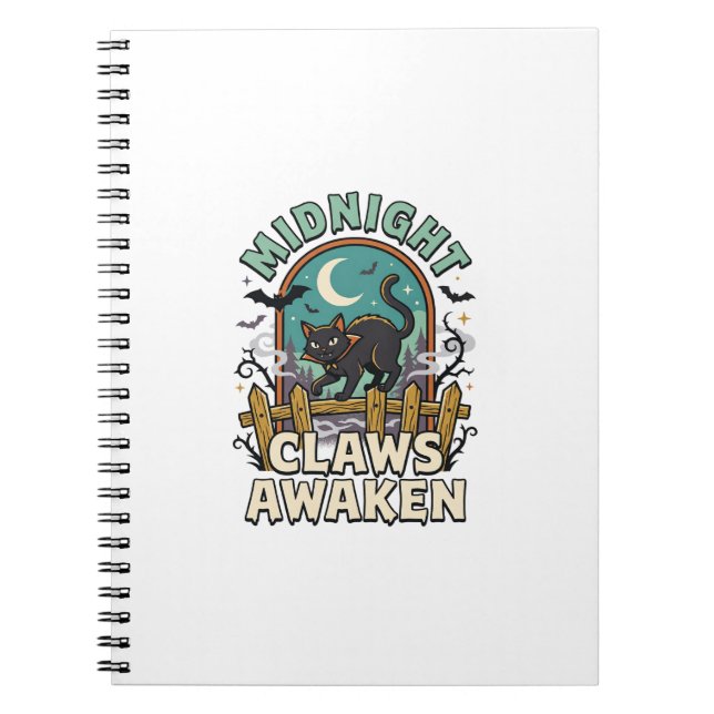 Halloween Vampire Cat Midnight Mischief Notebook (Front)