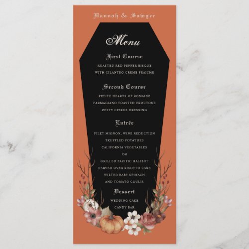 Halloween Vampire Coffin Wedding Party Terracotta Menu