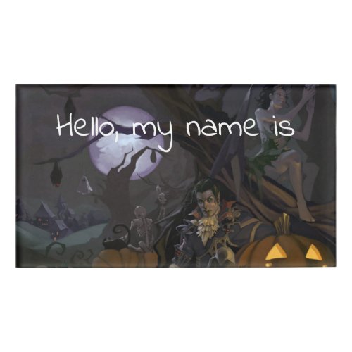 Halloween vampire decorating name tag