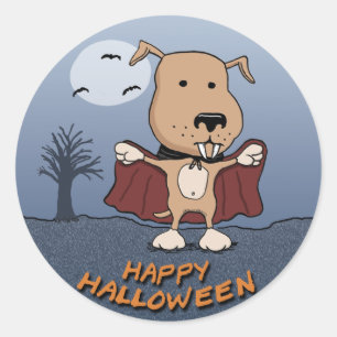Halloween Vampire Dog stickers: Count Barkula Classic Round Sticker