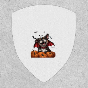 Halloween Vampire Dog with Pumpkins Classic T-Shir Patch