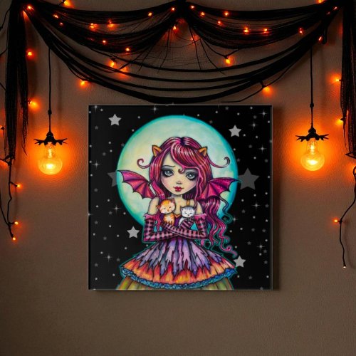Halloween Vampire Fairy with Two Cats Acrylic Print